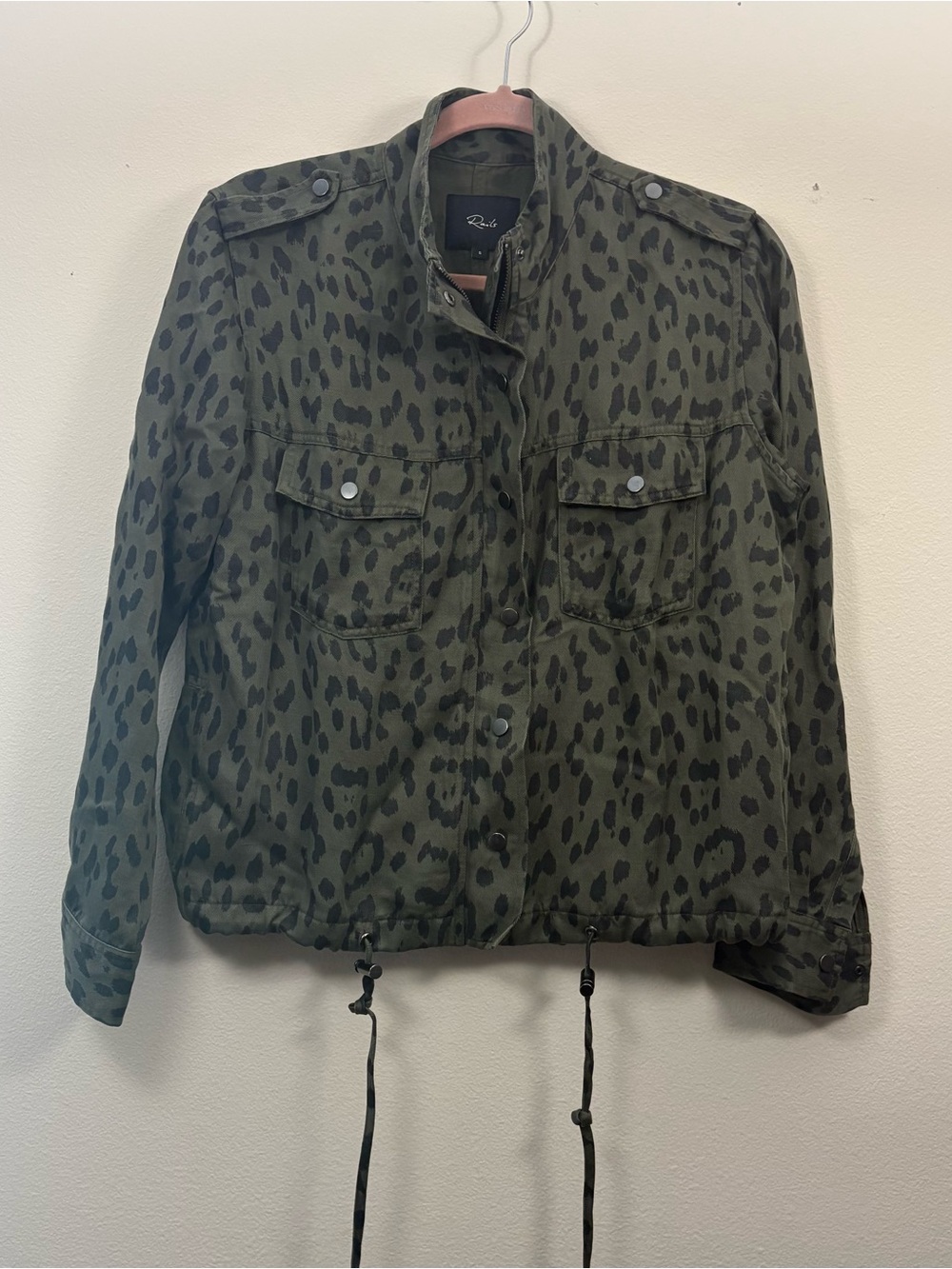 Rails Collins Utility Jacket leopard print green black womens S safari edgy